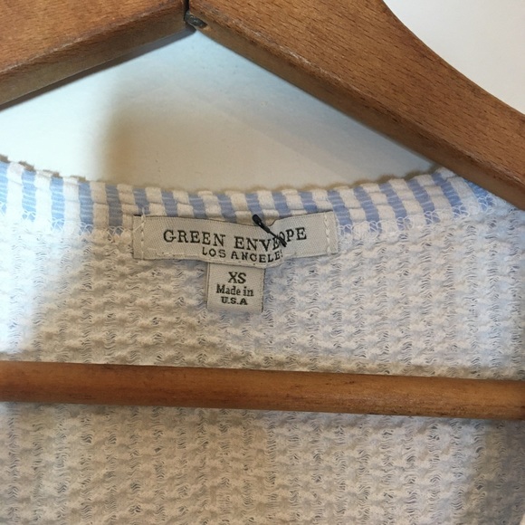 Green envelope LA ribbed/quilted sleeveless vest button down tie-knot size XS - Picture 2 of 3